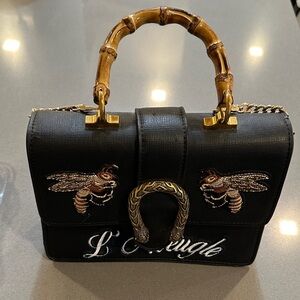 Black Designer like  Handbag with Bamboo Handle